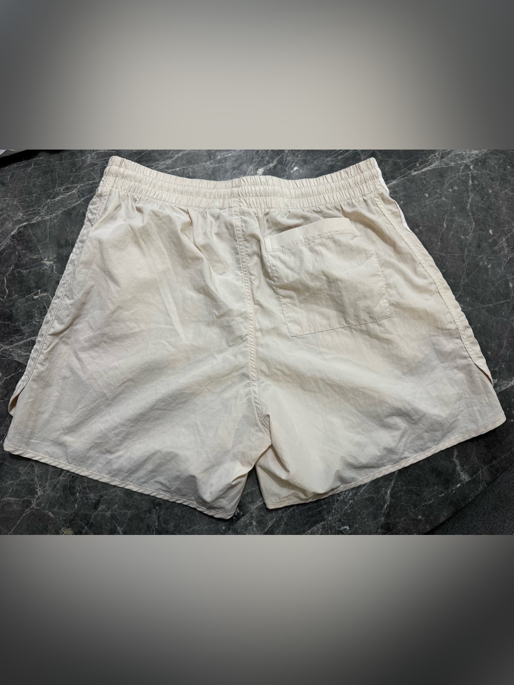 Adidas Men's Cream with white stripes shorts - Picture 2 of 3